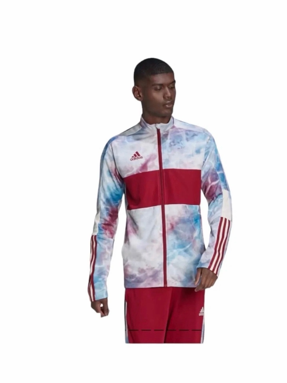 adidas Men’s Red & Multicolor Tie-Dye Performance Track Jacket